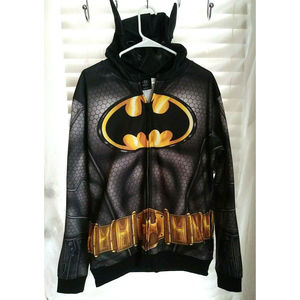 Batman Bat Suit Mask Hood Zip Front Hoodie Sweatshirt - Adult Large 40-42 NwoT